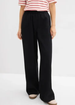 Pantalon palazzo à taille élastiquée