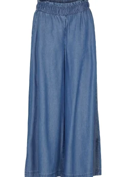 Pantalon palazzo, bas de jambes fendus, longueur 7/8