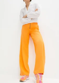 Pantalon palazzo en lin mélangé