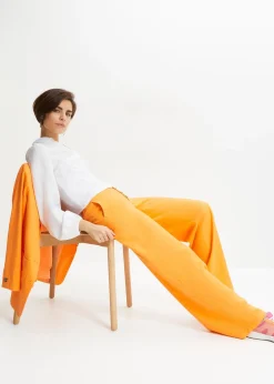 Pantalon palazzo en lin mélangé