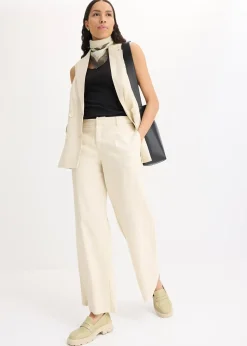 Pantalon palazzo en lin mélangé