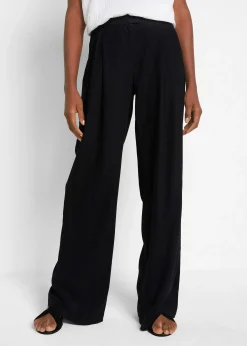 Pantalon palazzo en lin mélangé, coupe très large