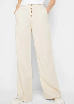 Pantalon palazzo en lin mélangé