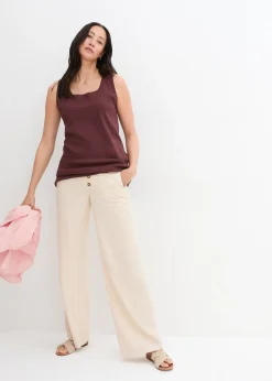 Pantalon palazzo en lin mélangé