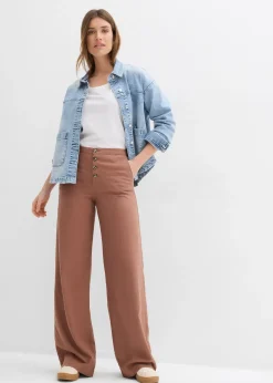 Pantalon palazzo en lin mélangé