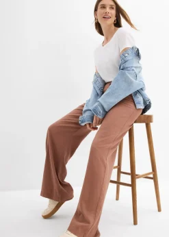 Pantalon palazzo en lin mélangé