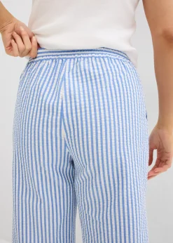 Pantalon palazzo en seersucker, longueur 7/8