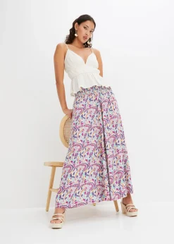 Pantalon palazzo en viscose fluide