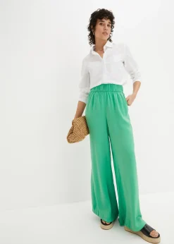 Pantalon palazzo léger et fluide, taille haute et confortable, long
