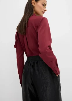 Pantalon palazzo satiné à taille élastiquée