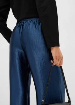 Pantalon palazzo satiné à taille élastiquée