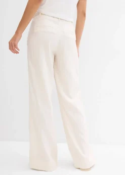 Pantalon paper bag en lin mélangé léger