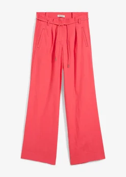 Pantalon paper bag en lin mélangé léger