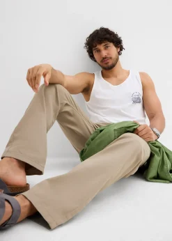 Pantalon regular en twill, droit, 100% coton