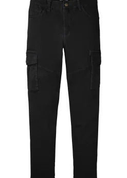 Pantalon slim extensible, jambes droites, avec poches cargo
