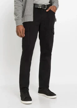 Pantalon slim extensible, jambes droites, avec poches cargo