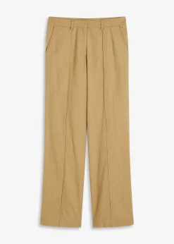 Pantalon taille haute à pinces en lin majoritaire