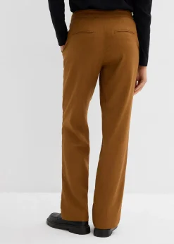 Pantalon taille haute en lin et viscose
