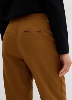 Pantalon taille haute en lin et viscose