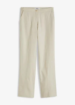 Pantalon taille haute en lin et viscose