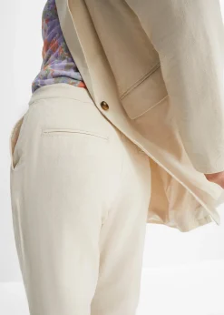 Pantalon taille haute en lin et viscose