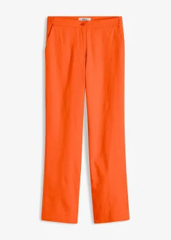 Pantalon taille haute en lin et viscose