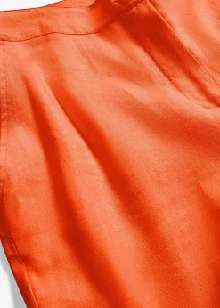 Pantalon taille haute en lin et viscose
