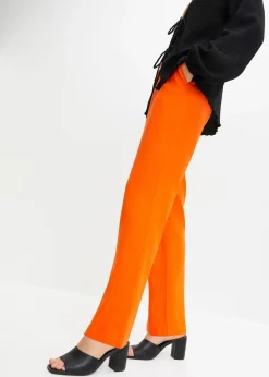 Pantalon taille haute en lin et viscose