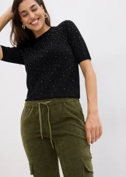 Pantalon taille élastiquée en velours côtelé