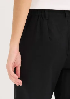 Pantalon tissé en lin et coton