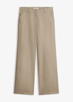 Pantalon tissé en lin et coton