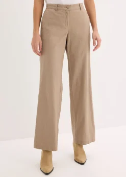 Pantalon tissé en lin et coton