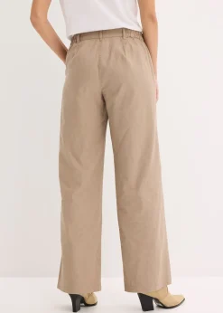 Pantalon tissé en lin et coton