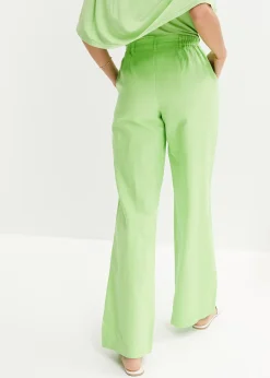 Pantalon tissé en lin et coton