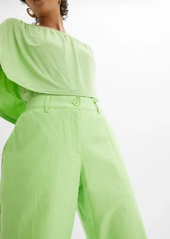 Pantalon tissé en lin et coton