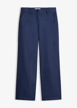 Pantalon tissé en lin et coton