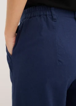 Pantalon tissé en lin et coton