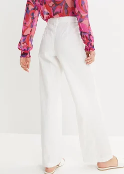 Pantalon tissé en lin et coton
