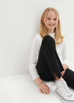 Pantalon évasée en coton extensible avec fentes sur les côtés