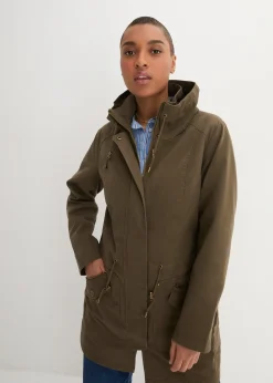 Parka courte en coton à col montant, cintrée