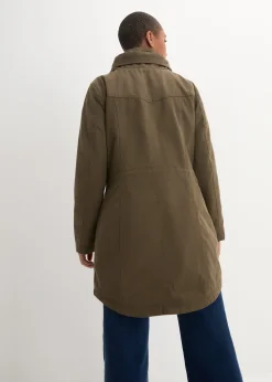 Parka courte en coton à col montant, cintrée