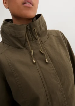 Parka courte en coton à col montant, cintrée