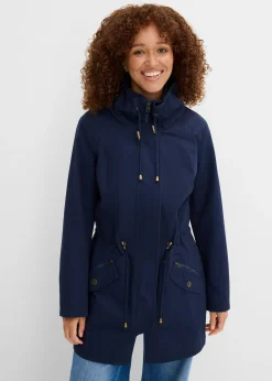 Parka courte en coton à col montant, cintrée