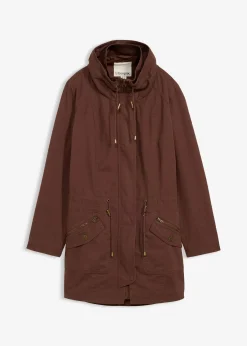 Parka courte en coton à col montant, cintrée