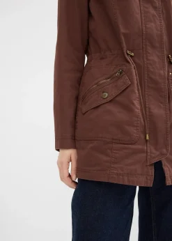 Parka courte en coton à col montant, cintrée