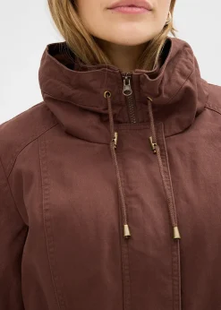 Parka courte en coton à col montant, cintrée