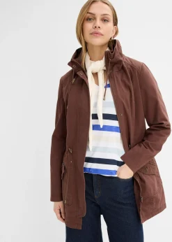 Parka courte en coton à col montant, cintrée