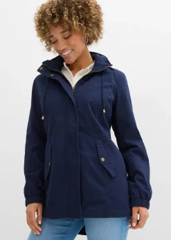 Parka de mi-saison en coton avec capuche imprimée
