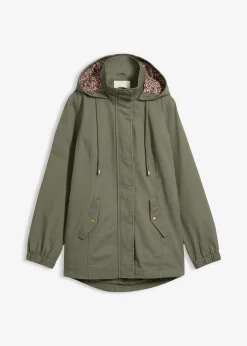 Parka de mi-saison en coton avec capuche imprimée