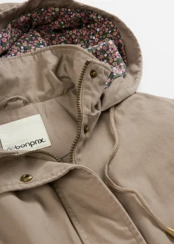 Parka de mi-saison en coton avec capuche imprimée